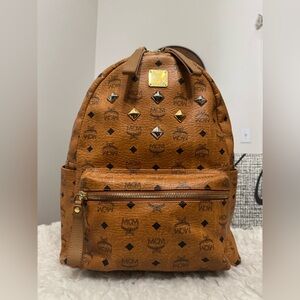 MCM Cognac Logo-Print Backpack medium